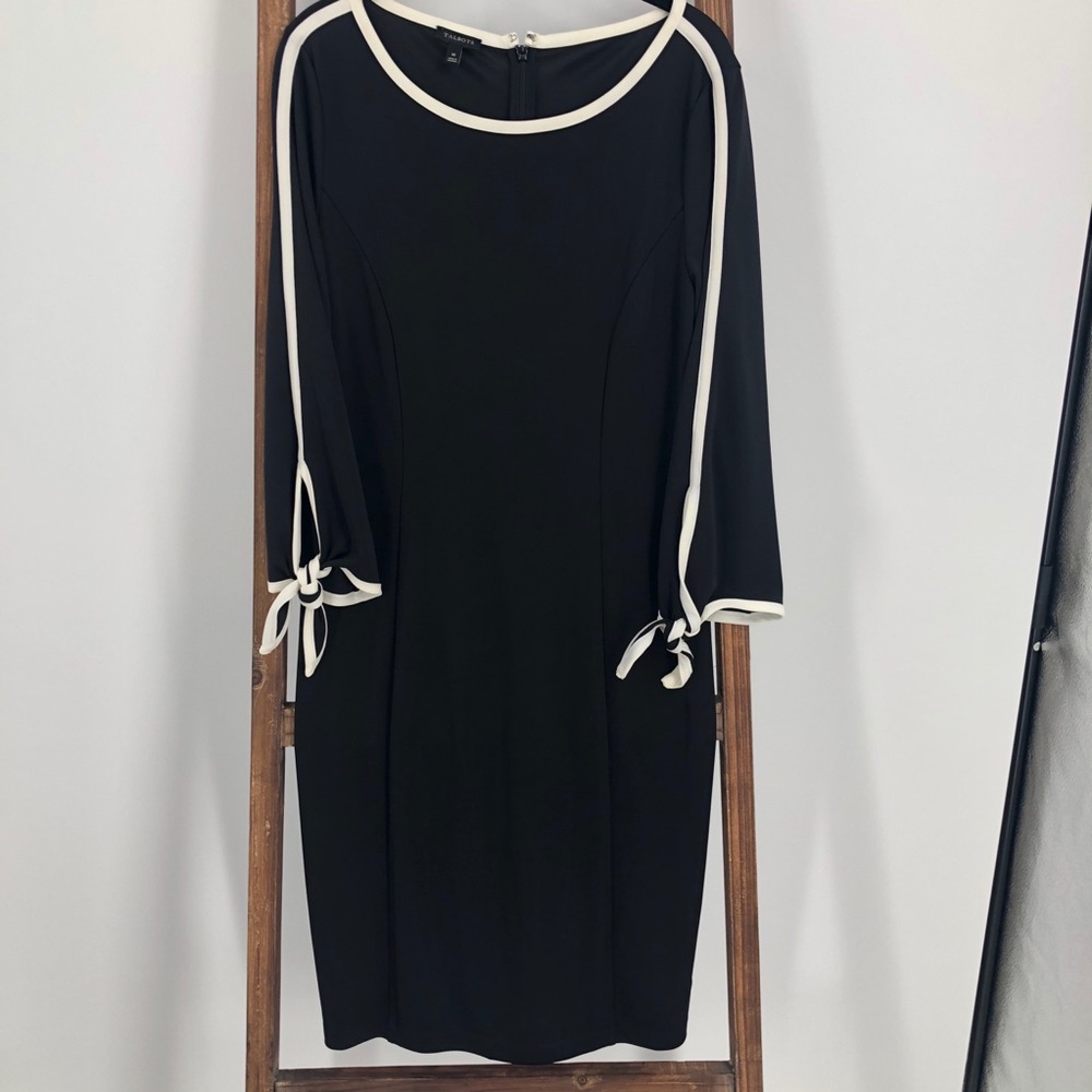 Talbots Black and White Sheath Dress Sz M